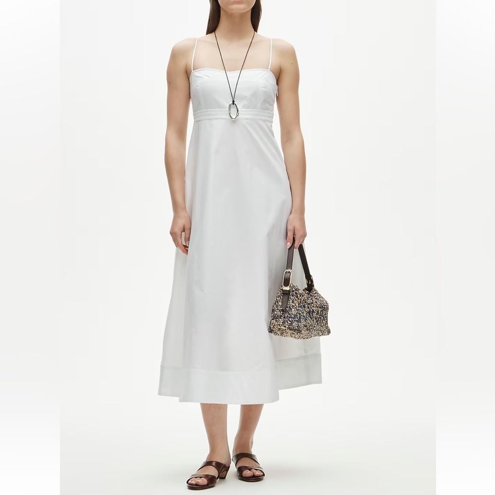 J. Crew empire waist Women’s White Spaghetti-Strap Midi Dress size 14 NEW